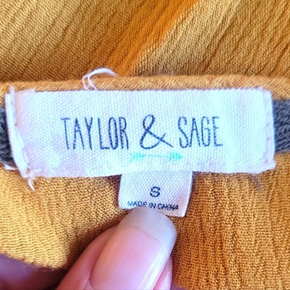 Taylor & Sage Mustard Yellow Embroidery Lace Detail Bell Sleeve Boho Blouse - Picture 6 of 7